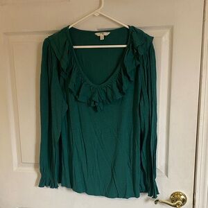Terra & Sky Teal Ruffled Blouse